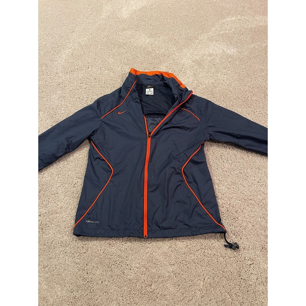 Nike Storm-FIT Men's Full Zip Windbreaker Jacket Navy Blue Orange
